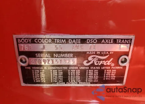 1962 Ford Thunderbir из США, поврежденный, VIN 2Y89Z151925